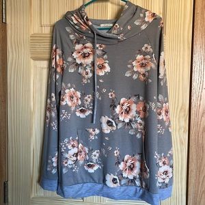 12PM BY MON AMI grey floral hoodie | Size L | Never worn| NWOT